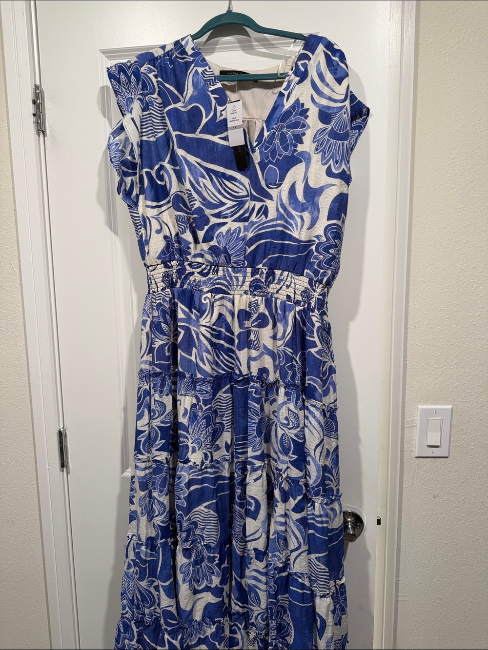 Cynthia Rowley Blue and White Floral Midi Dress